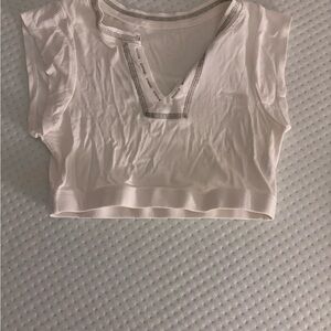 Cute white low neck cut cropped tank